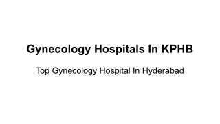 Gynecology Hospitals In KPHB