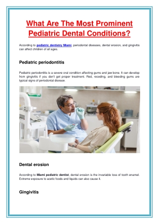 What Are The Most Prominent Pediatric Dental Conditions