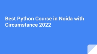 Best Python Course in Noida with Circumstance 2022