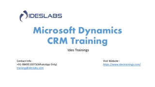 Microsoft Dynamics CRM Training - IDESTRAININGS