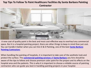 Top Tips To Follow To Paint Healthcare Facilities By Santa Barbara Painting Contractor
