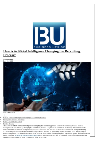 How is Artificial Intelligence Changing the Recruiting Process?