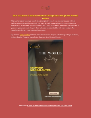How To Choose A Solitaire Diamond Mangalsutra Design For Women Online