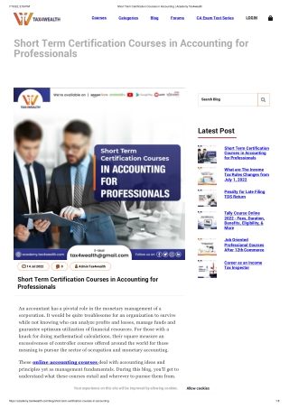 Know about Short Term Certification Courses in Accounting for Professional