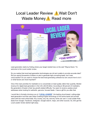 Local Leader the number one lead generation software