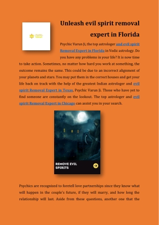 Unleash evil spirit removal expert in Florida
