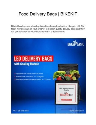 Food Delivery Bags  | BIKEKIT