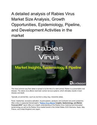 Rabies Virus Market Insights and Epidemiology Forecast