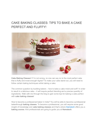 Essentials Tips For A Perfect Cake - From Cake Baking Classes