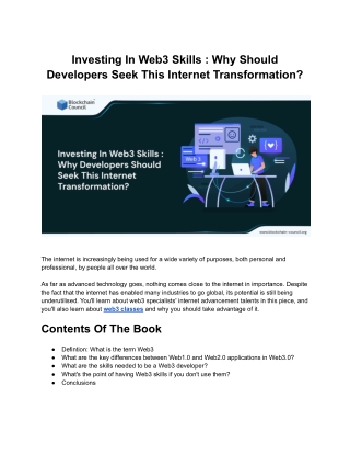 Investing In Web3 Skills : Why Should Developers Seek This Internet Change