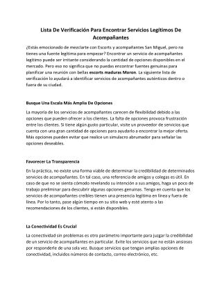 Lista De Verificación Para Encontrar Servicios Legítimos De Acompañantes