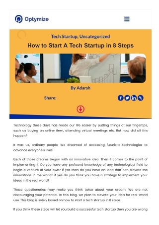 How to Start A Tech Start-up in 8 Steps | Optymize