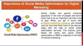 Importance of Social Media Optimization for Digital Marketing