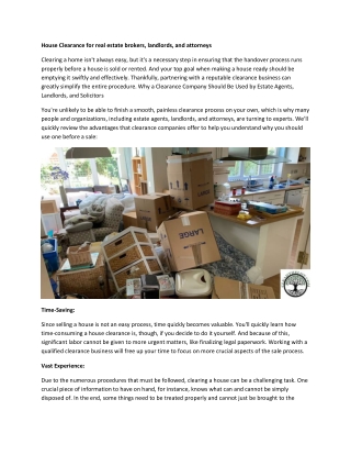 House Clearance for real estate brokers, landlords, and attorneys
