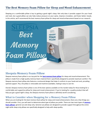 The Best Memory Foam Pillow for Sleep and Mood Enhancement