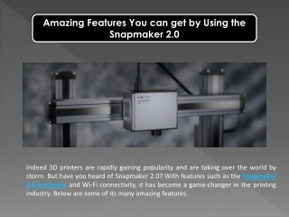 Amazing Features You can get by Using the Snapmaker 2.0