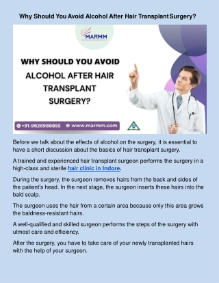 Why Should You Avoid Alcohol After Hair Transplant Surgery?
