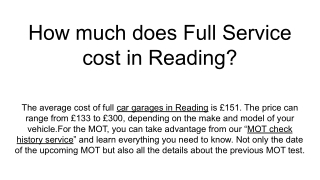 How much does Full Service cost in Reading_
