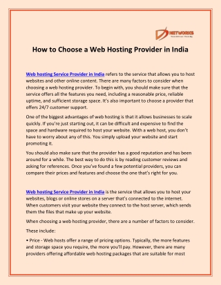 How to Choose a Web Hosting Provider in India