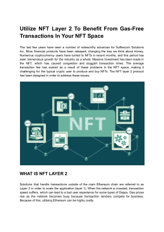 Utilize NFT Layer 2 To Benefit From Gas-Free Transactions In Your NFT Space