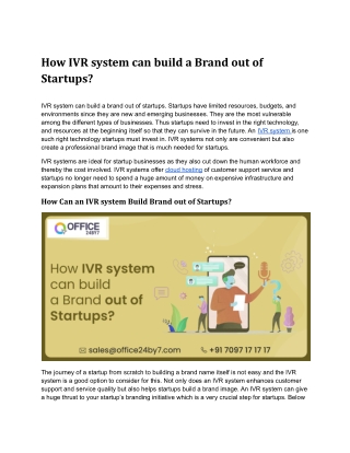 How IVR system can build a Brand out of Startups