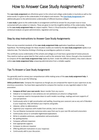 How to Answer Case Study Assignments