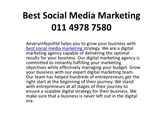 Best Social Media Marketing-011 4978 7580