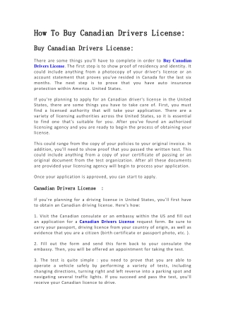 How To Buy Canadian Drivers License