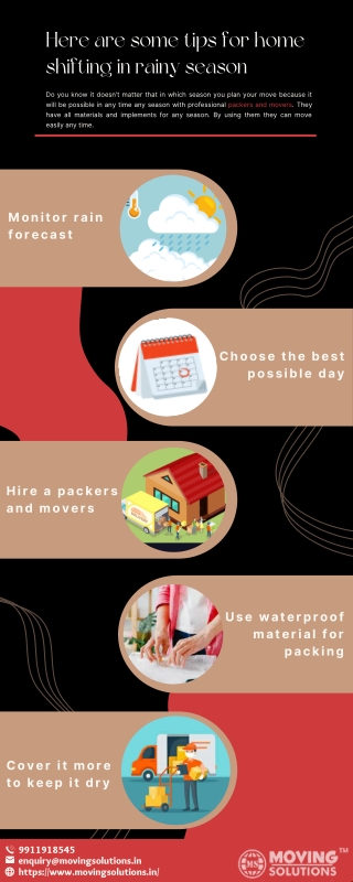 Here are some tips for home shifting in rainy season