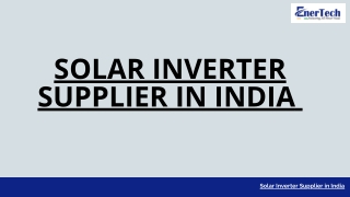 Solar Inverter Supplier In India - Enertech