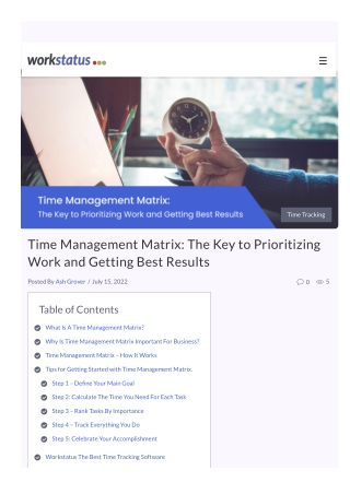 Time Management Matrix- The Key to Prioritizing Work and Getting Best Results