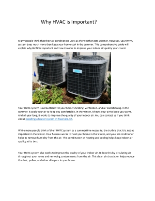 Why HVAC is Important