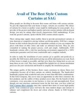 Avail of the best style custom curtains at SAG