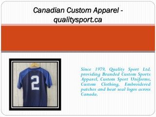 Canadian Custom Apparel - qualitysport.ca
