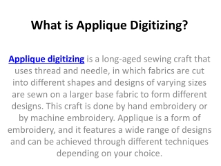What is Applique Digitizing?