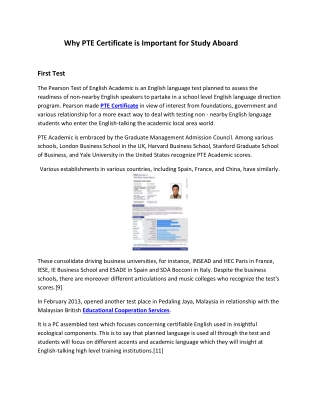 Why PTE Certificate is Important for Study Aboard