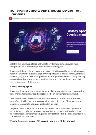 Fantasy Sports App Development Company