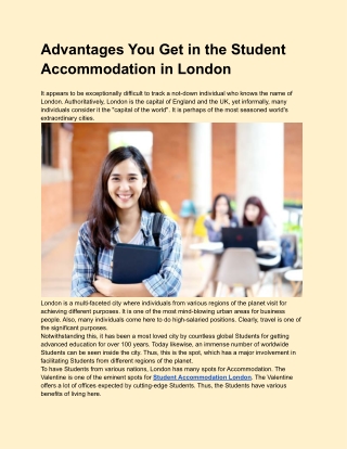 Advantages You Get in the Student Accommodation in London