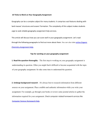 _10 Tricks to Work on Your Geography Assignment