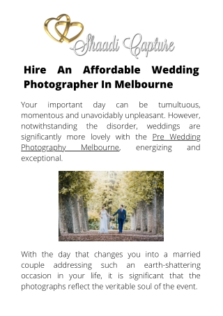 Hire An Affordable Wedding Photographer In Melbourne