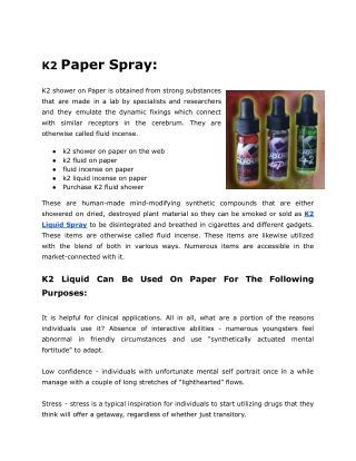 The K2 Spray On Paper And Its Review  Pharmacy Health Store