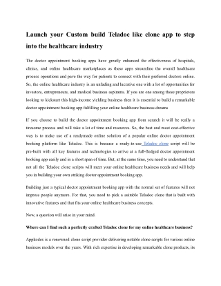 Teladoc clone  App development