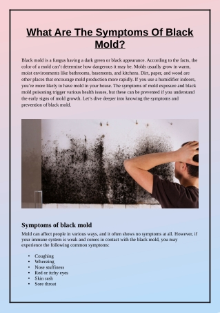 Black Mold and Its Symptoms