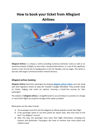 How to book your ticket from Allegiant Airlines