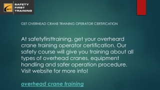 Get Overhead Crane Training Operator Certification