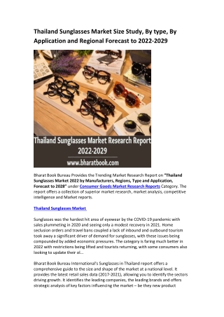 Thailand Sunglasses Market Research Report 2022-2029