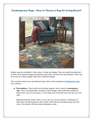 Contemporary Rugs - How to Choose a Rug for Living Room