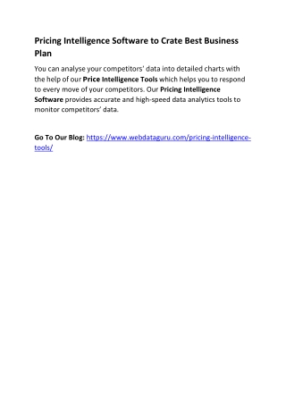 Pricing Intelligence Software to Crate Best Business Plan