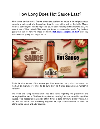 How Long Does Hot Sauce Last?