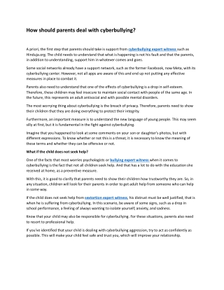 How should parents deal with cyberbullying